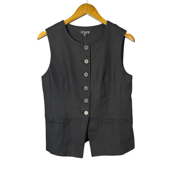 J. Crew Women's Cutaway Vest Top in Linen Black NWT